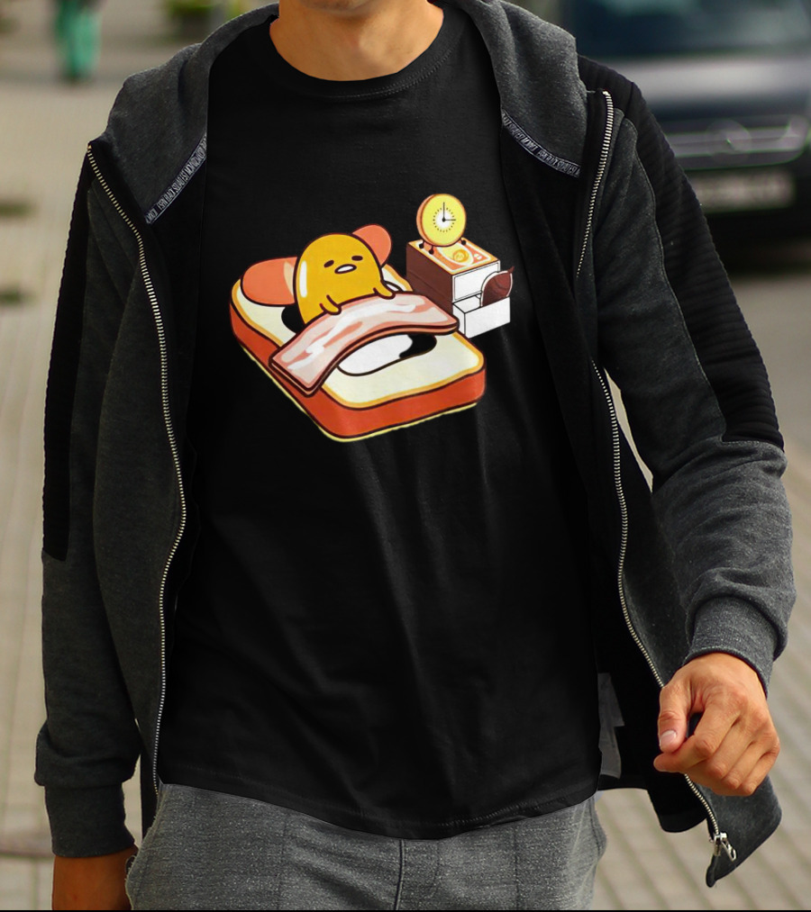 Gudetama Breakfast In Bed With Toast And Bacon T-Shirt