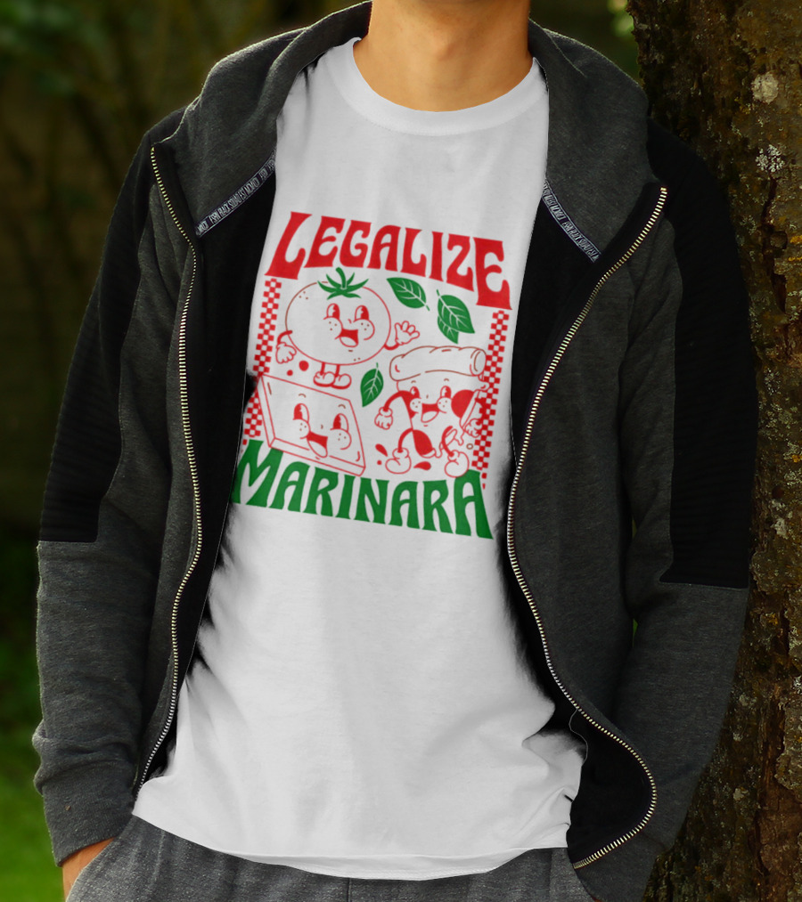 Legalize Marinara Tomato Cheese And Dough Characters With Leafy Accents T-Shirt