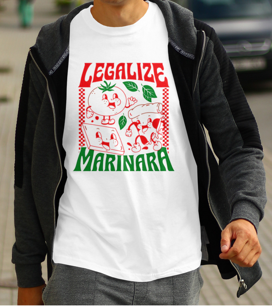 Legalize Marinara Tomato Cheese And Dough Characters With Leafy Accents T-Shirt