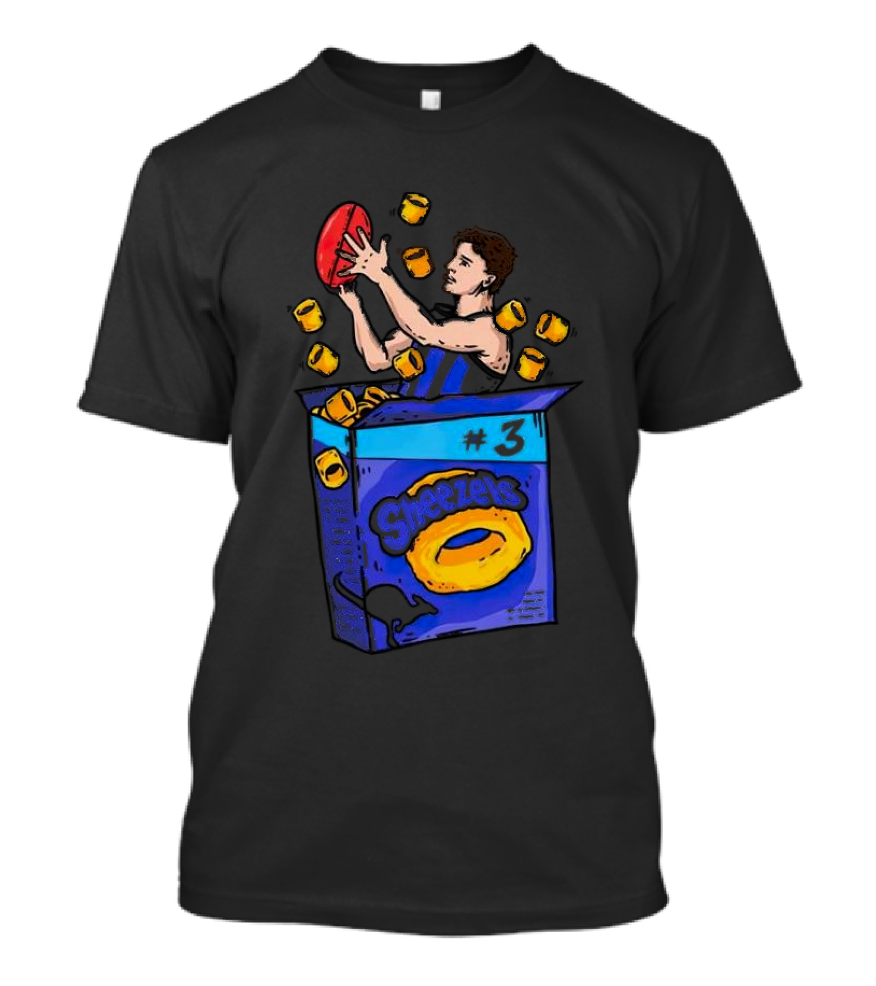 Sheezel’s Cheezels #3 Football Box With Yellow Chips And Player T-Shirt
