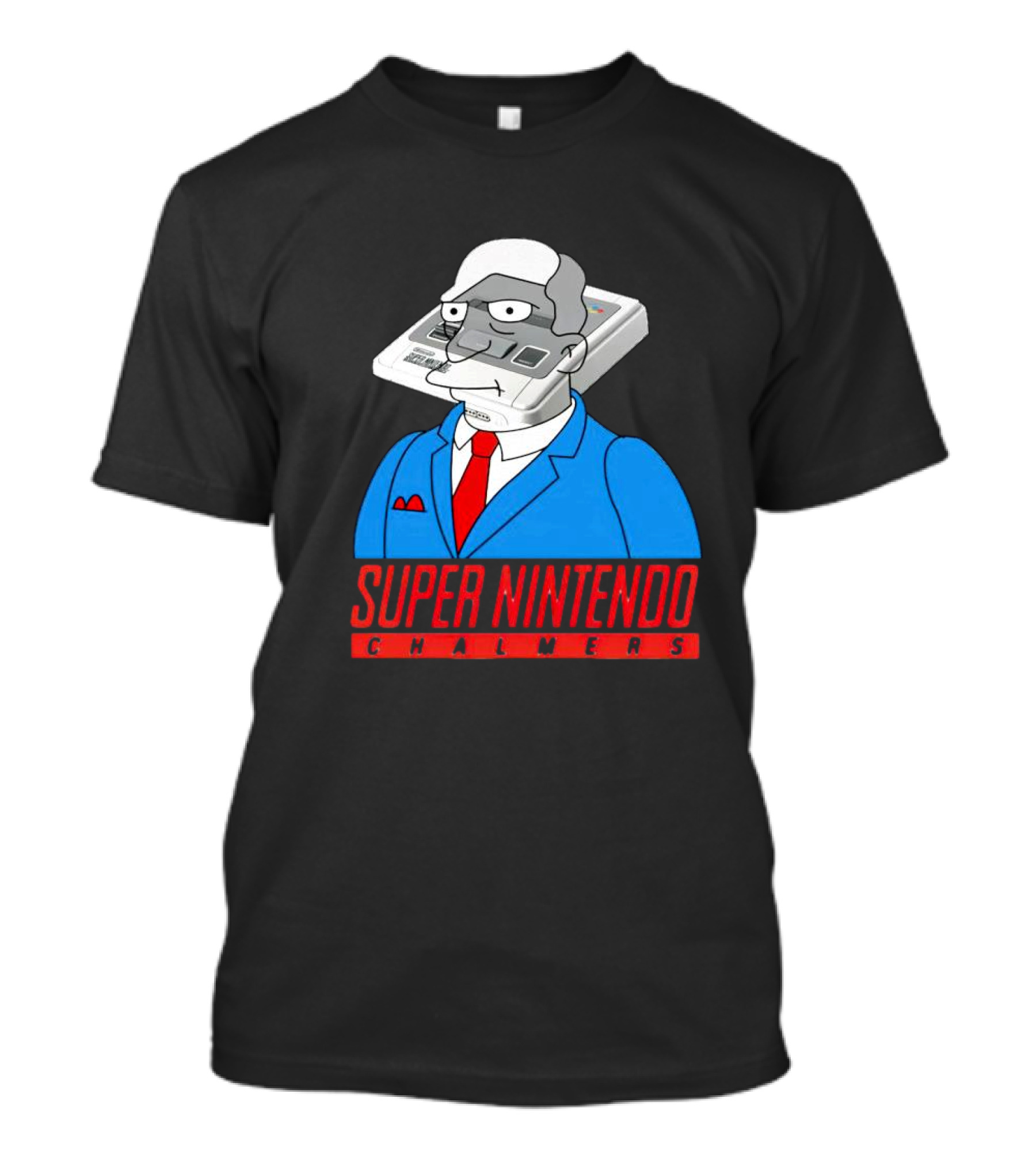 Super Nintendo Chalmers Simpsons Parody Suit Red Tie Console Head T-Shirt