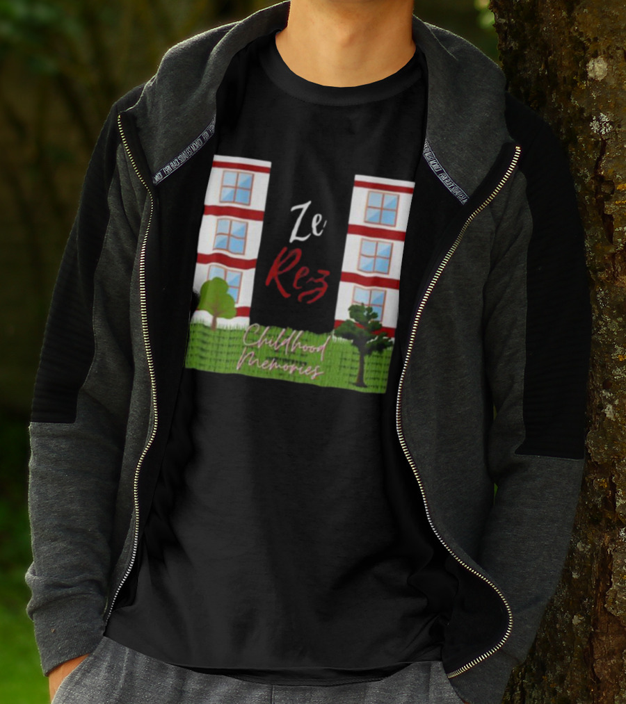 Ze Rez Childhood Memories Red And White Buildings With Trees T-Shirt