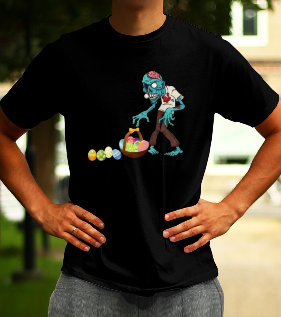 Zombie Collecting Happy Easter Eggs T-Shirt