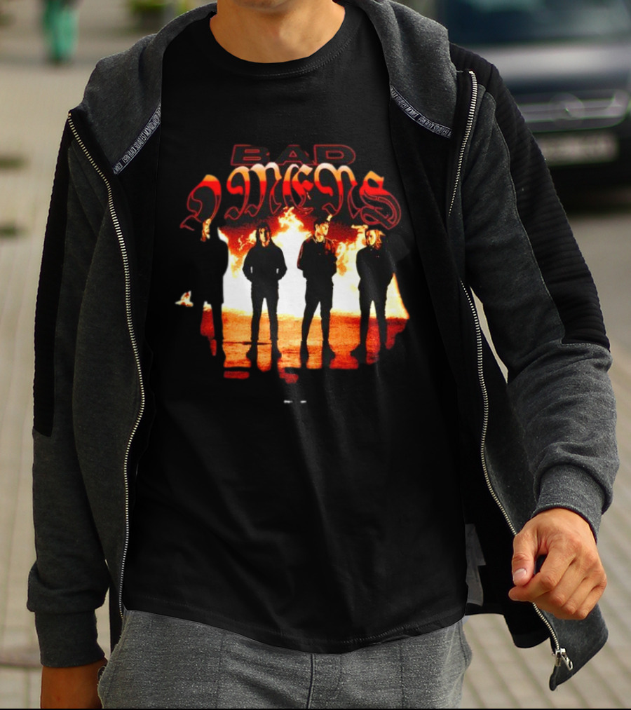 BAD OMENS Face In The Flames Shadows Fiery Background T-Shirt