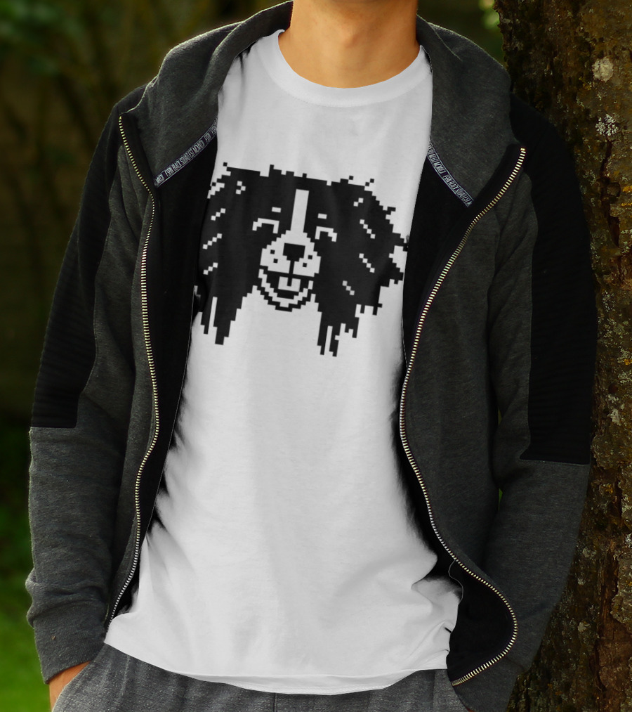 Charles Spaniel Louie 8 Bit Pixel Dog Face T-Shirt