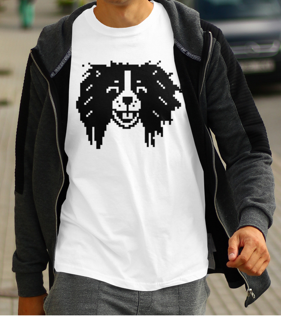 Charles Spaniel Louie 8 Bit Pixel Dog Face T-Shirt