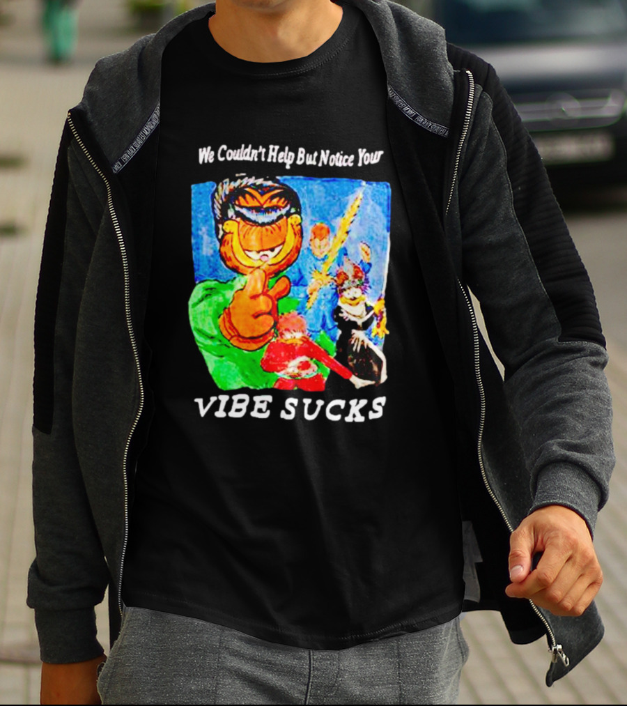 Garfield We Couldn't Help But Notice Your Vibe Sucks Retro Comic T-Shirt