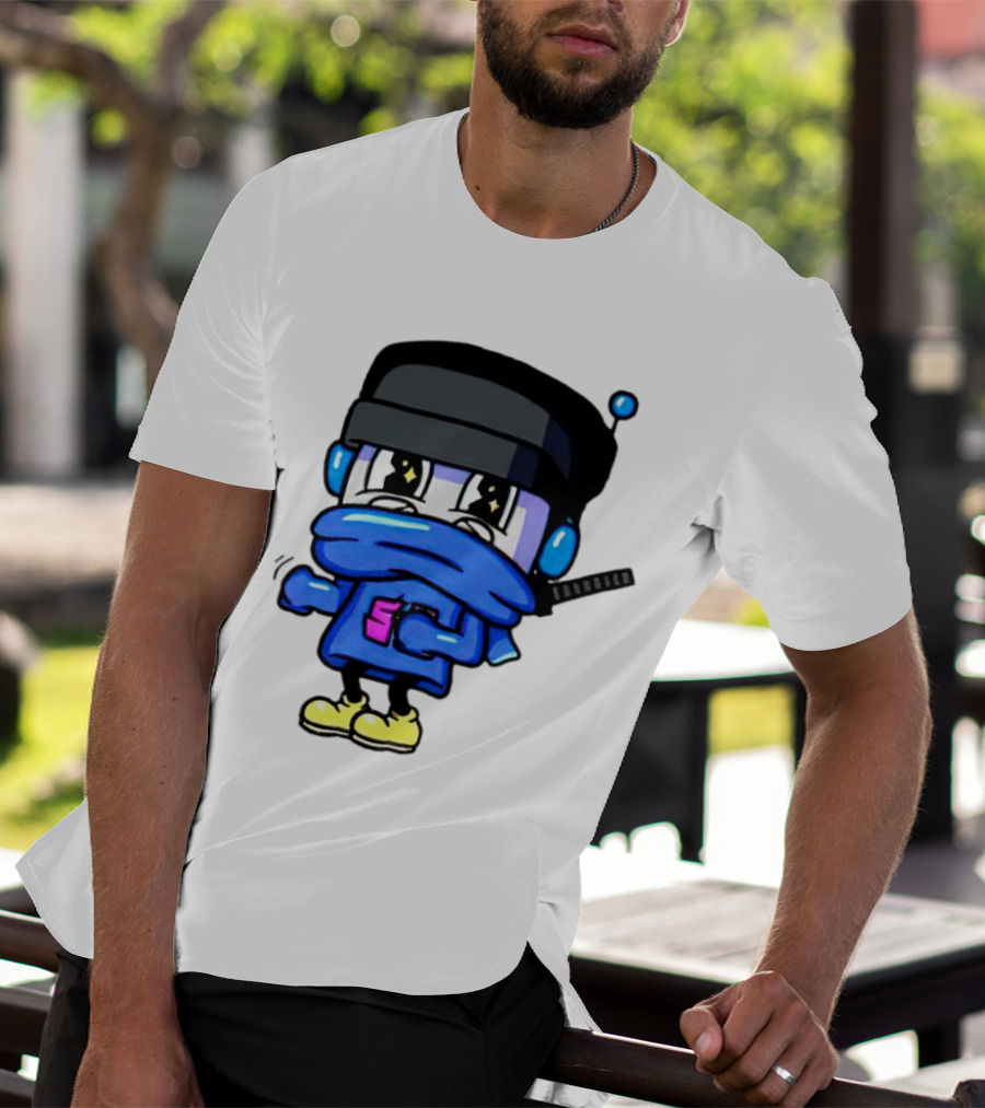 Ctop Simple Chris Cartoon Character With Headphones And Blue Scarf T-Shirt