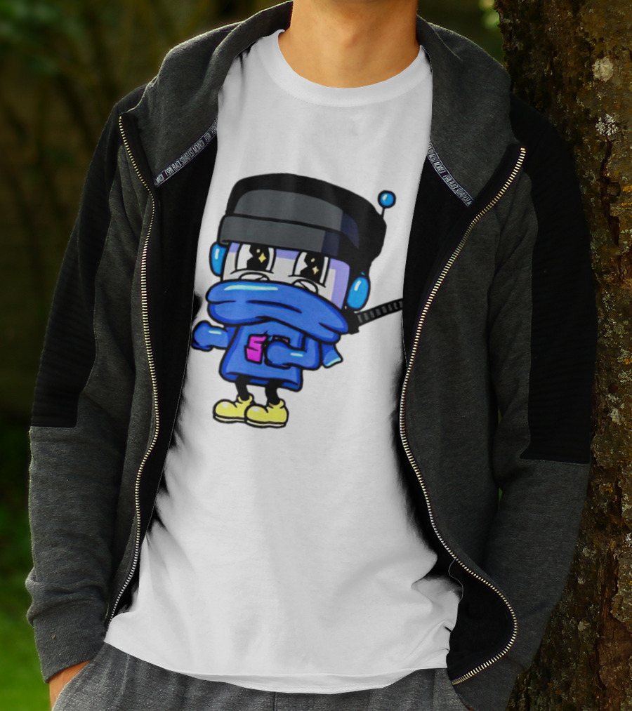 Ctop Simple Chris Cartoon Character With Headphones And Blue Scarf T-Shirt