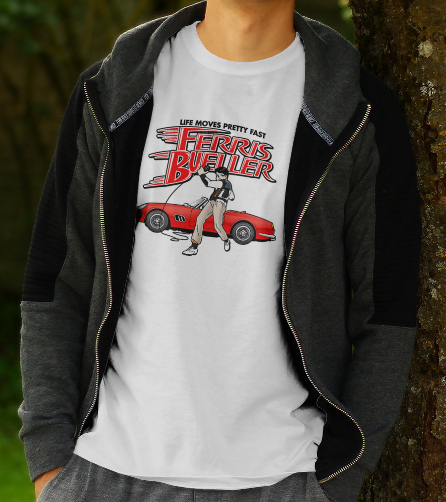Life Moves Pretty Fast Ferris Bueller Racer Red Car T-Shirt