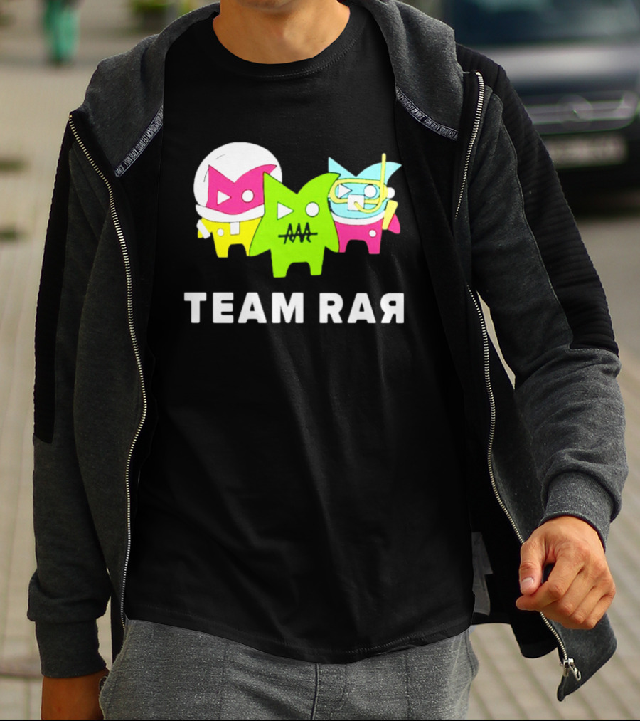 Team RAR Colorful Cartoon Graffiti Characters T-Shirt