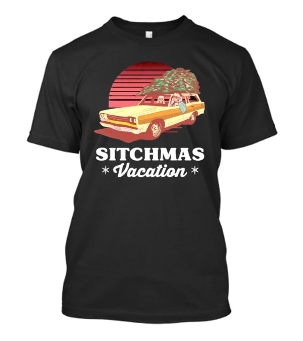 Sitchmas Vacation Retro Christmas Car Scene T-Shirt
