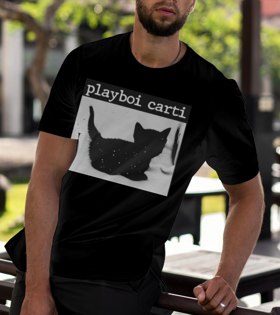 Playboi Carti Starry Black Cat Minimalist Aesthetic T-Shirt