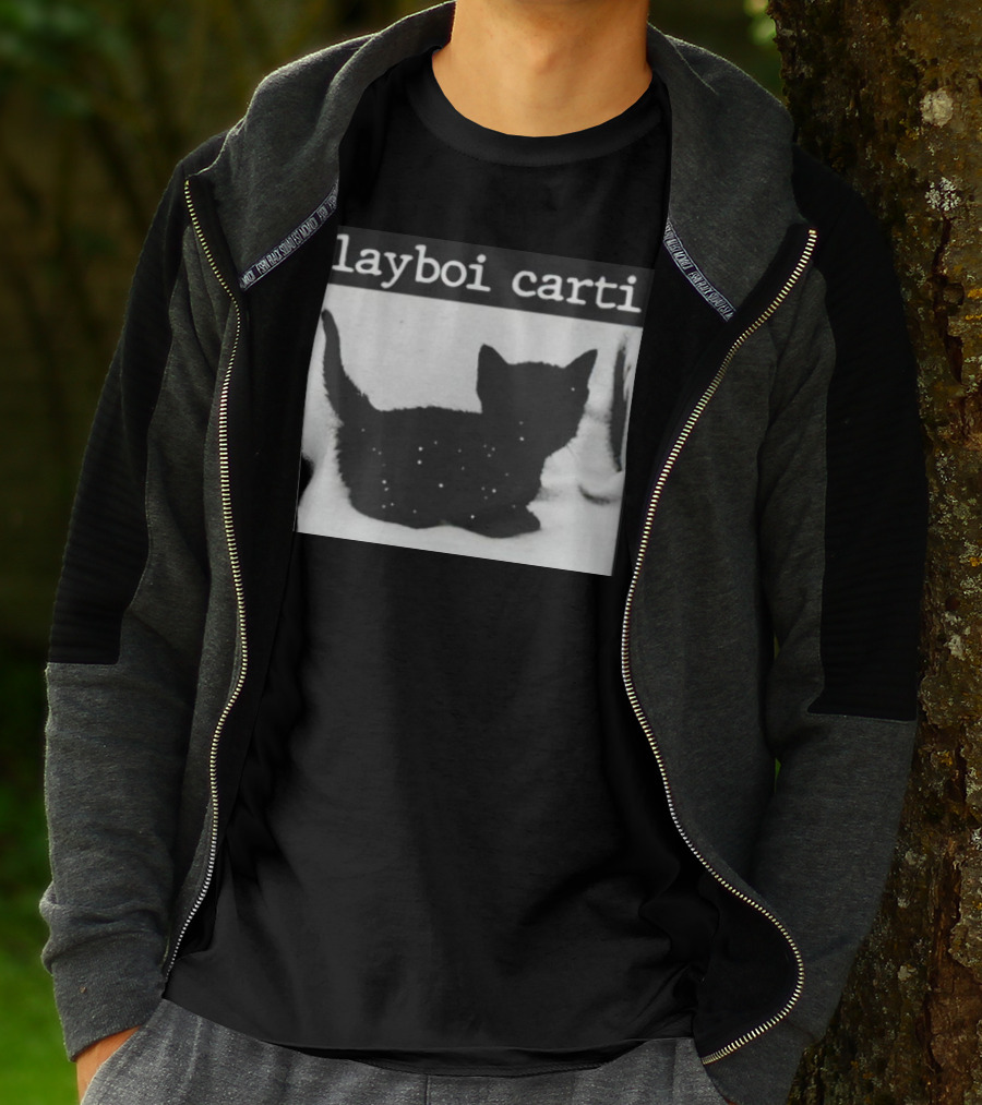 Playboi Carti Starry Black Cat Minimalist Aesthetic T-Shirt