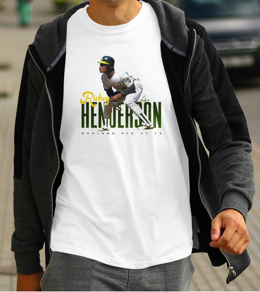 Rickey Henderson Oakland Athletics Vintage Signature T-Shirt
