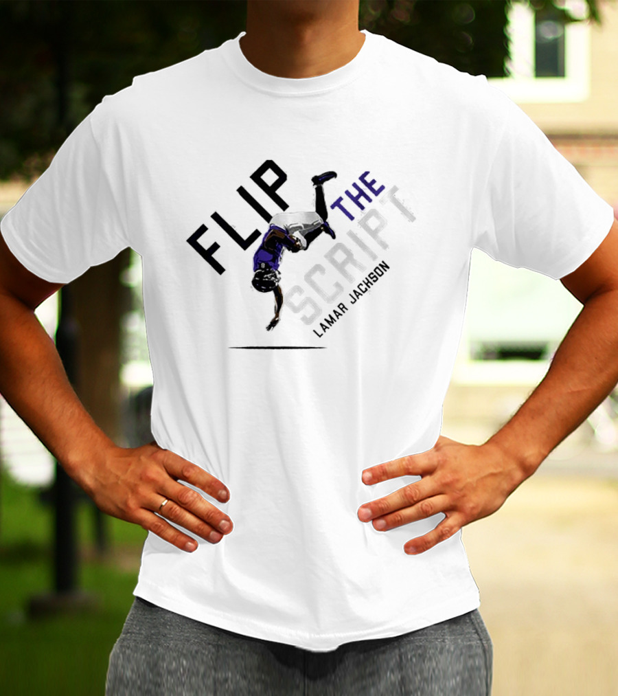 Flip The Script Lamar Jackson 08 Player Action T-Shirt