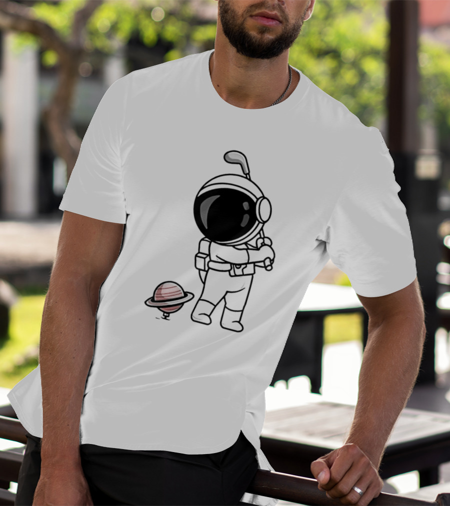 Hip Hop Astronaut Playing Golf With Saturn Chibi T-Shirt