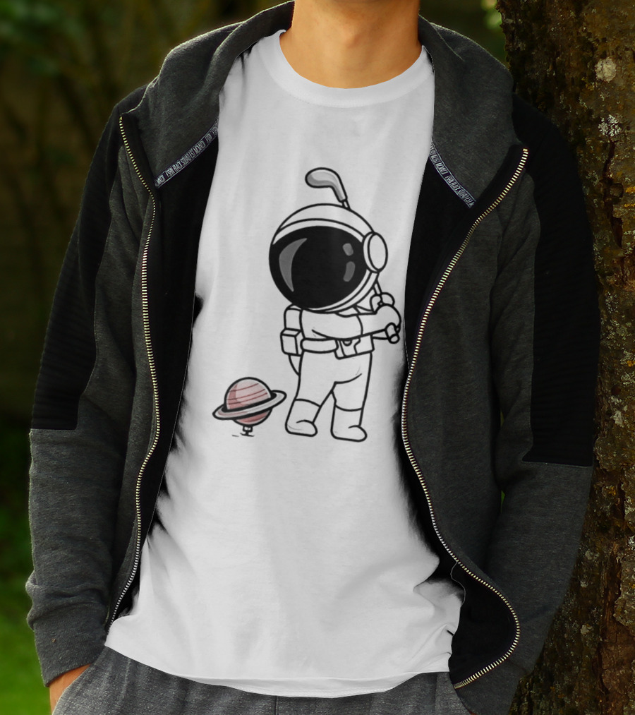 Hip Hop Astronaut Playing Golf With Saturn Chibi T-Shirt