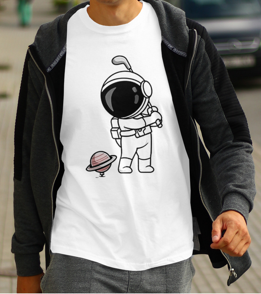 Hip Hop Astronaut Playing Golf With Saturn Chibi T-Shirt