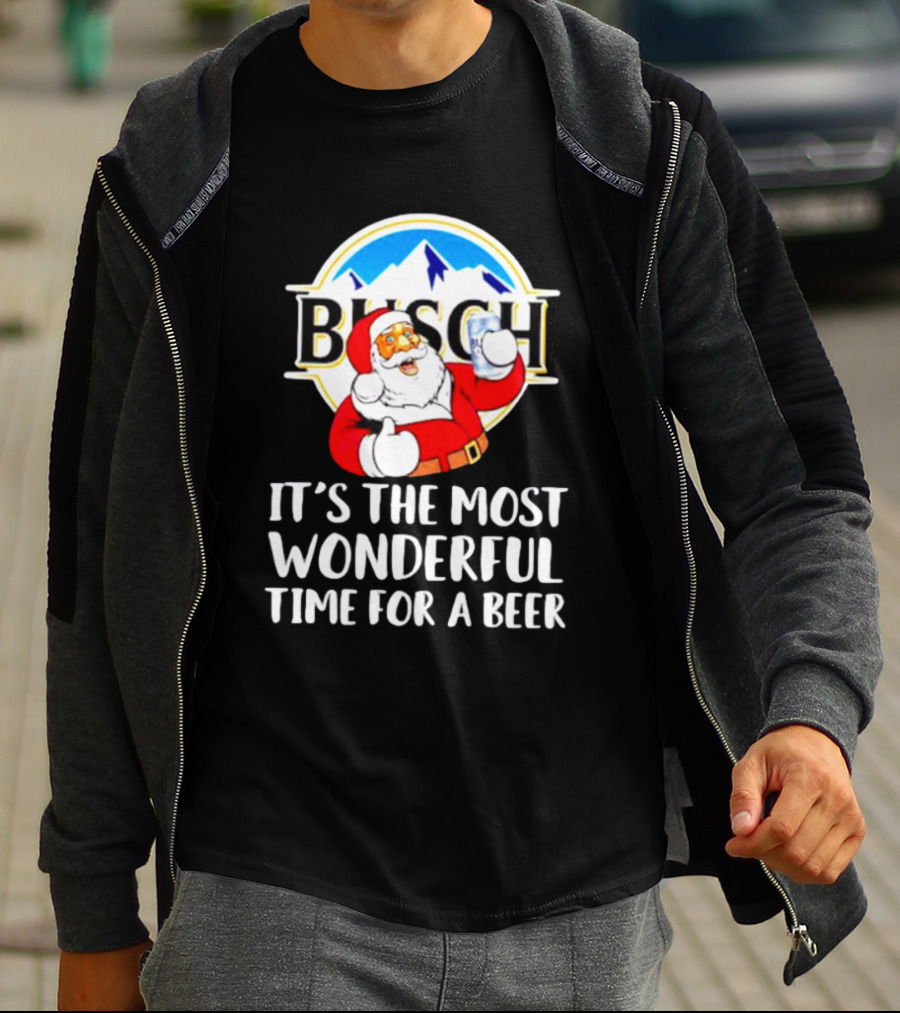 Busch Light Santa It's The Most Wonderful Time For A Beer Christmas T-Shirt