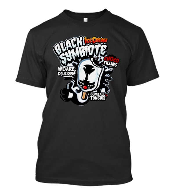 Black Symbiote Ice Cream We Are Delicious Choco Filling Gumball Tongue T-Shirt