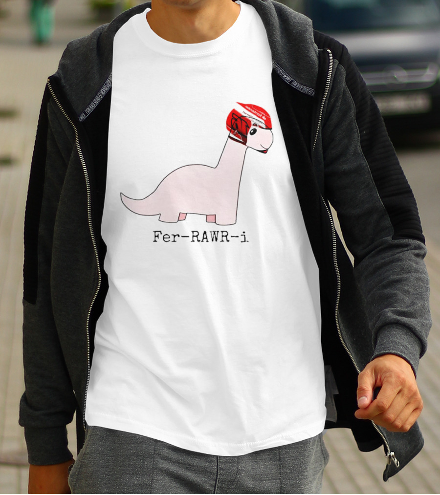 Fer-Rawr-i Dino With Racing Helmet T-Shirt