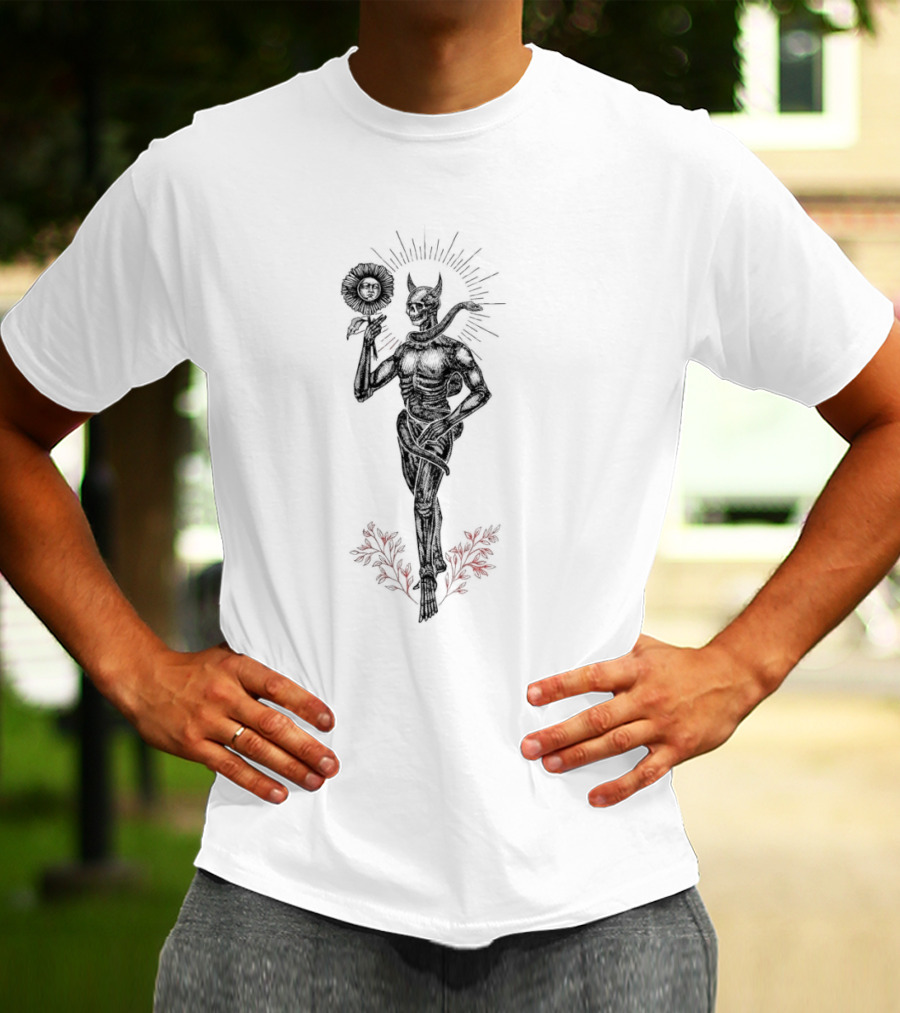 Micah Ulrich Flayed Skeletal Demon Holding Sun Mask T-Shirt