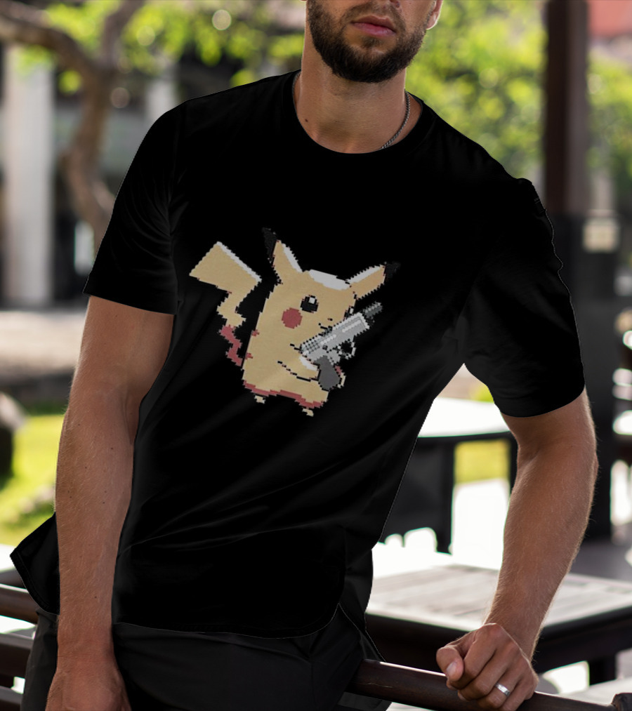 Pikachu Gun Pixelated T-Shirt