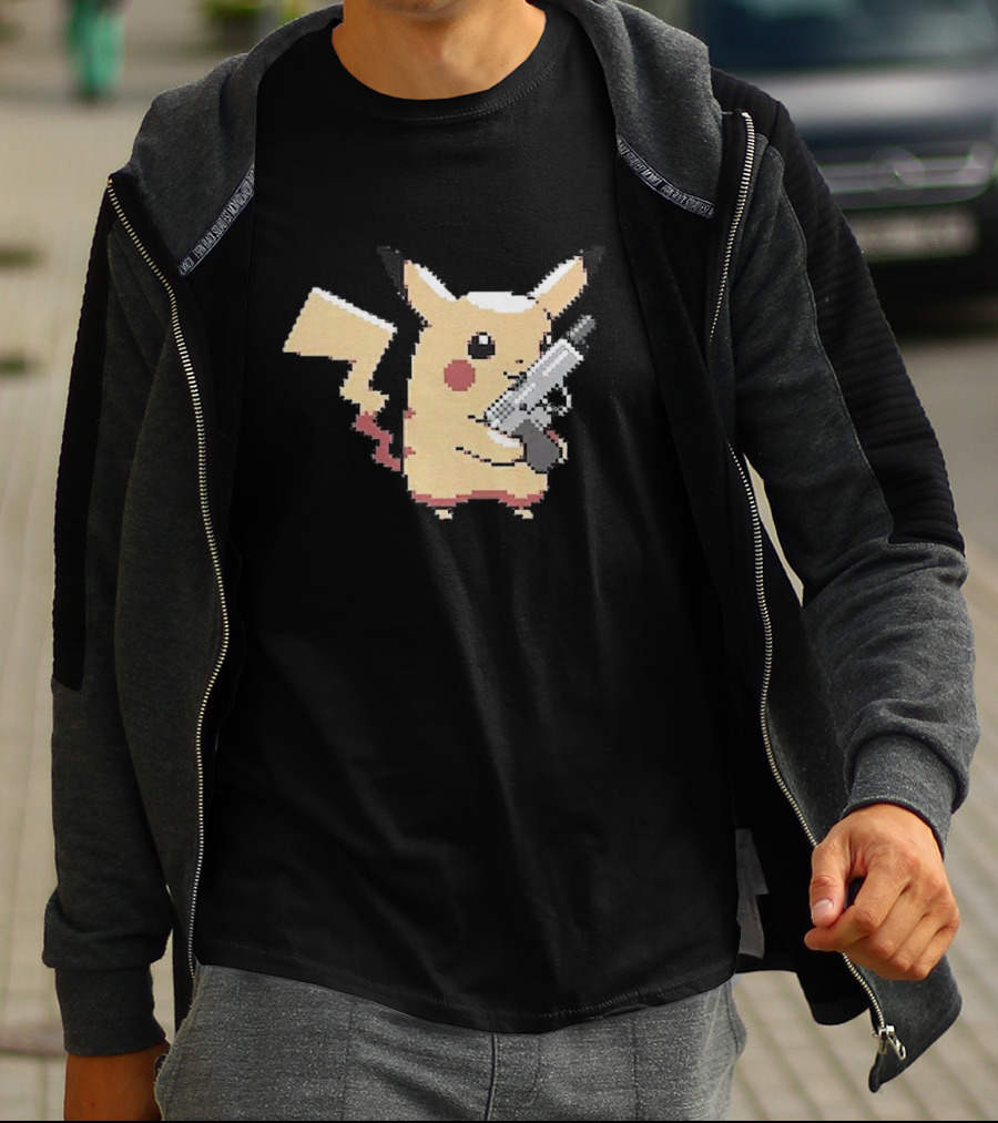 Pikachu Gun Pixelated T-Shirt