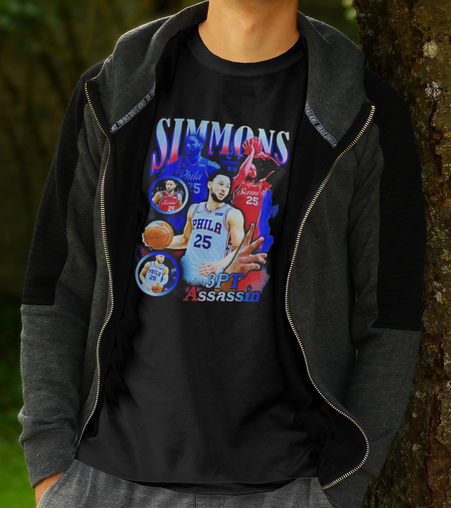 Simmons 3 Pt Assassin Philadelphia 25 Basketball Player T-Shirt