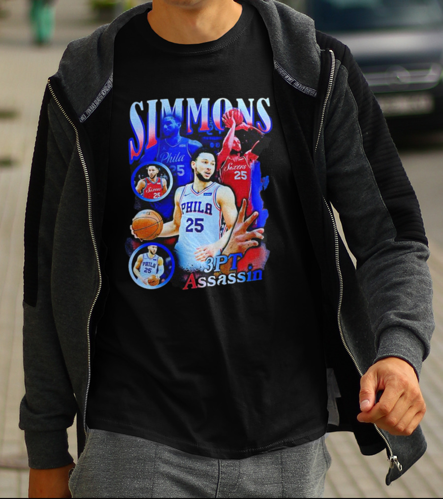 Simmons 3 Pt Assassin Philadelphia 25 Basketball Player T-Shirt
