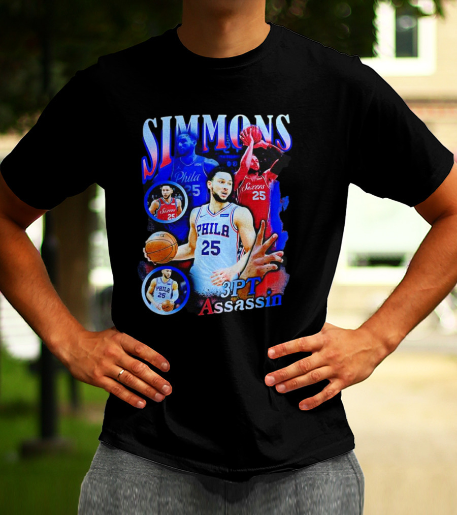 Simmons 3 Pt Assassin Philadelphia 25 Basketball Player T-Shirt