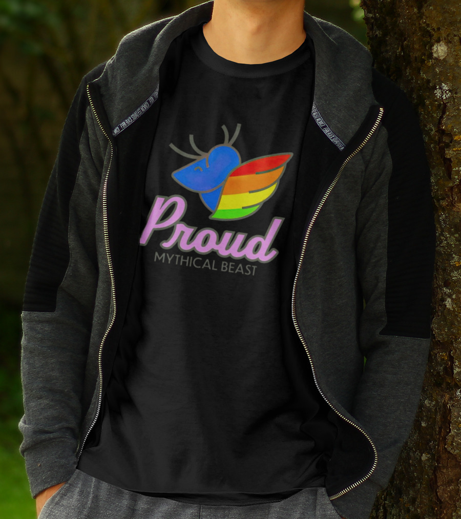 Proud Mythical Beast Rainbow Antler Wing T-Shirt