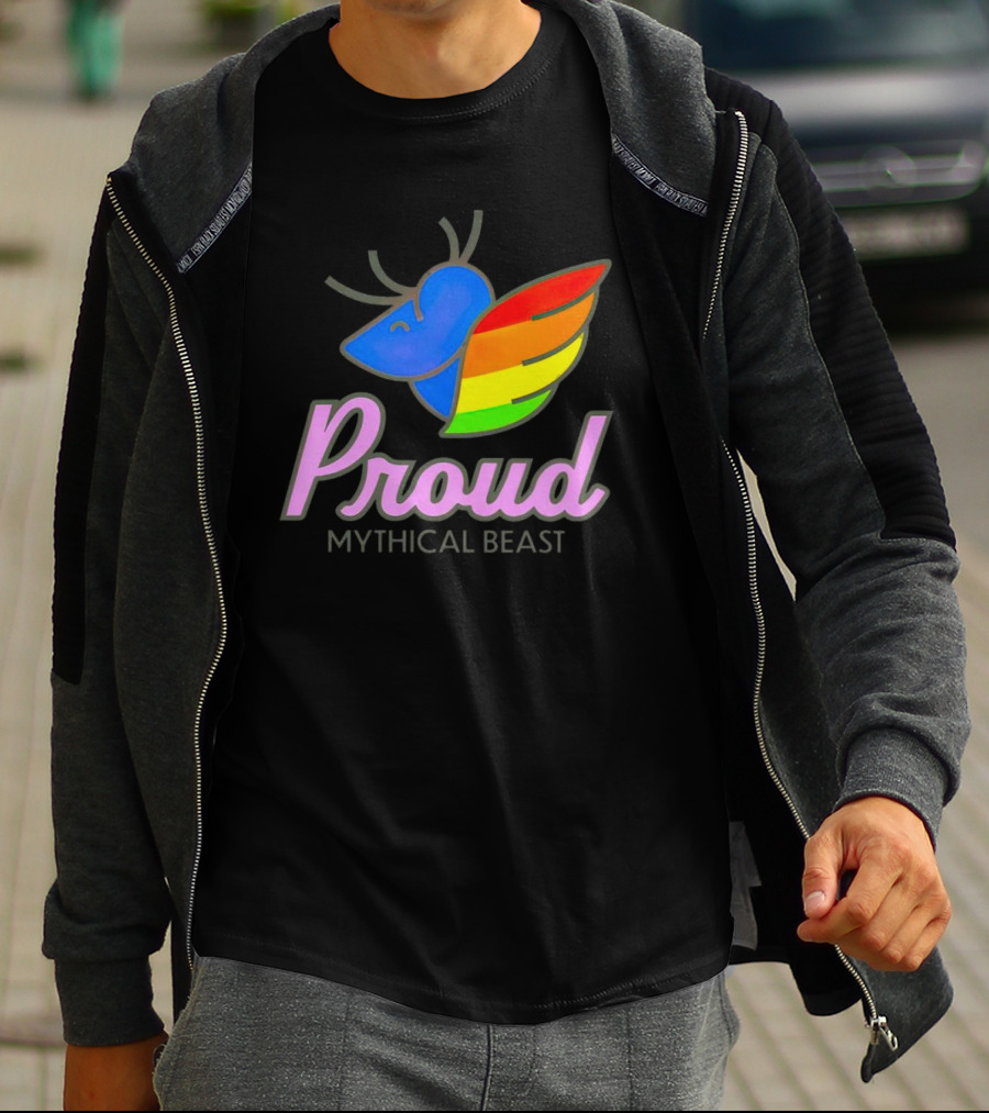 Proud Mythical Beast Rainbow Antler Wing T-Shirt