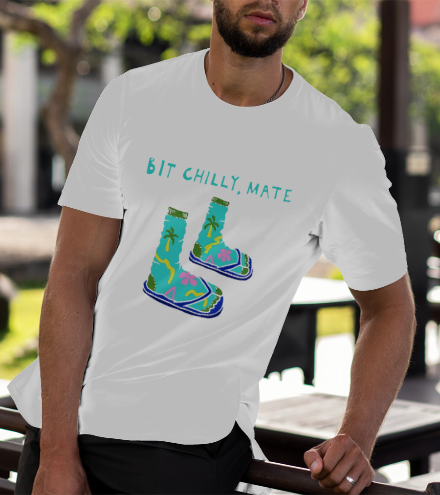 Bit Chilly Mate Tropical Socks And Sandals Combo T-Shirt