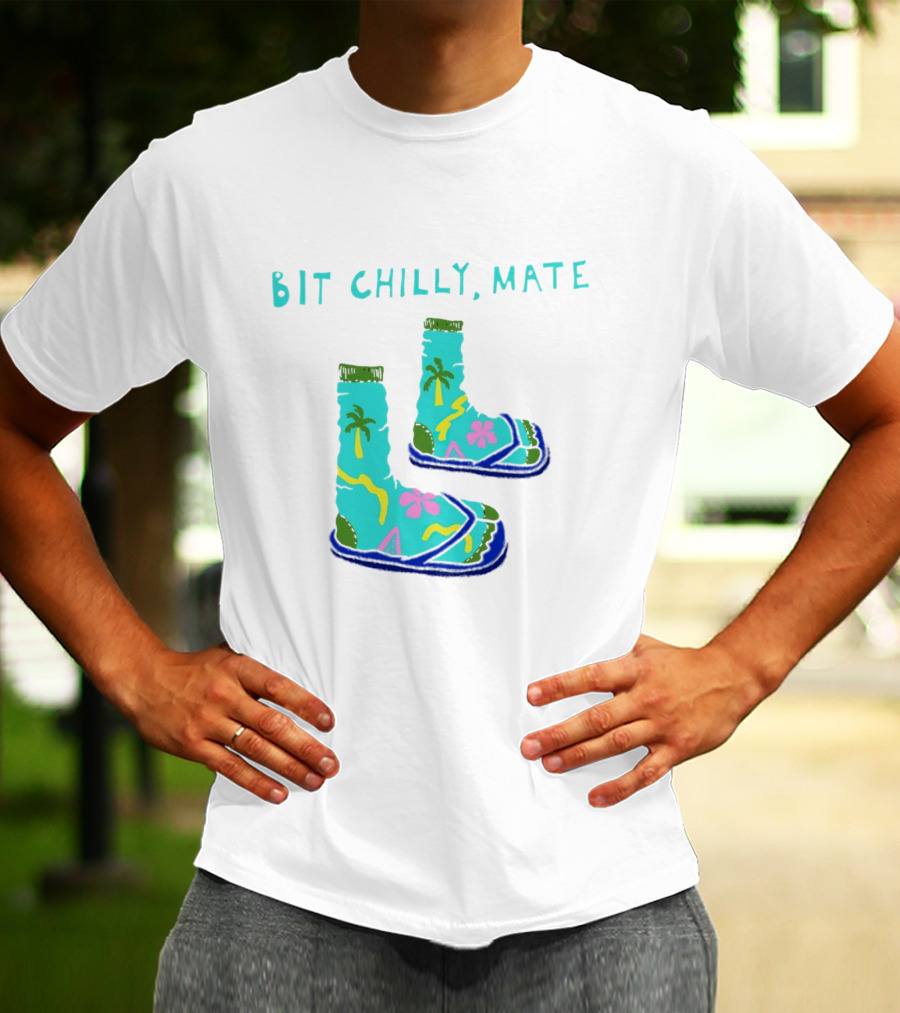 Bit Chilly Mate Tropical Socks And Sandals Combo T-Shirt