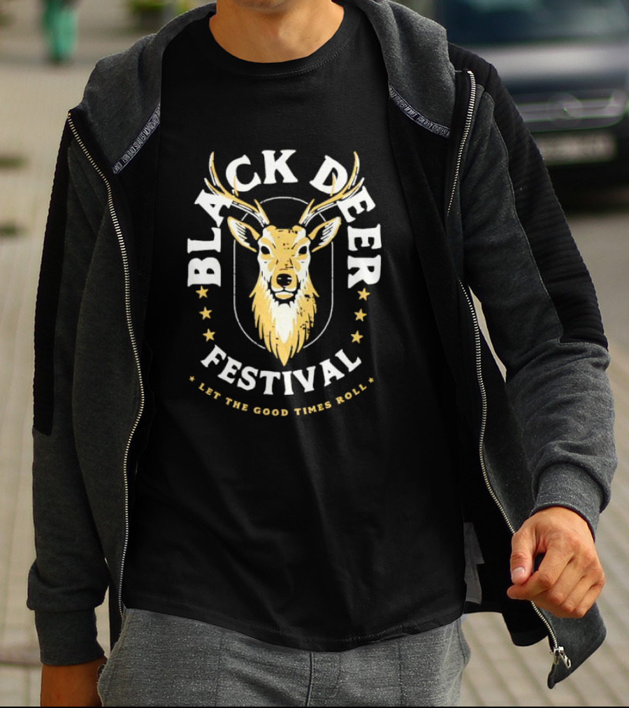 Black Deer Festival Deer Head Let The Good Times Roll T-Shirt