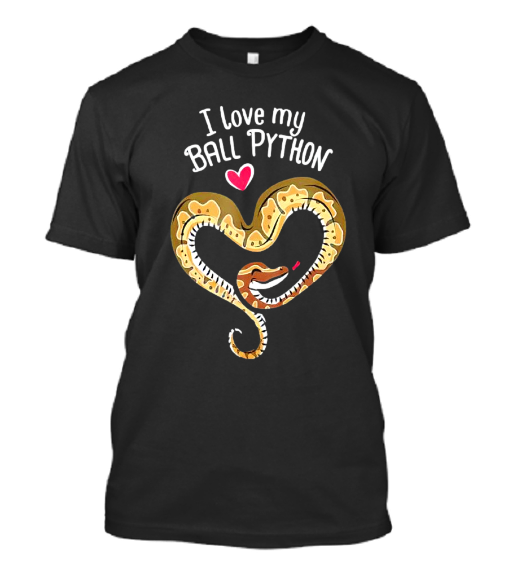 I Love My Ball Python Heart Shape With Red Heart T-Shirt