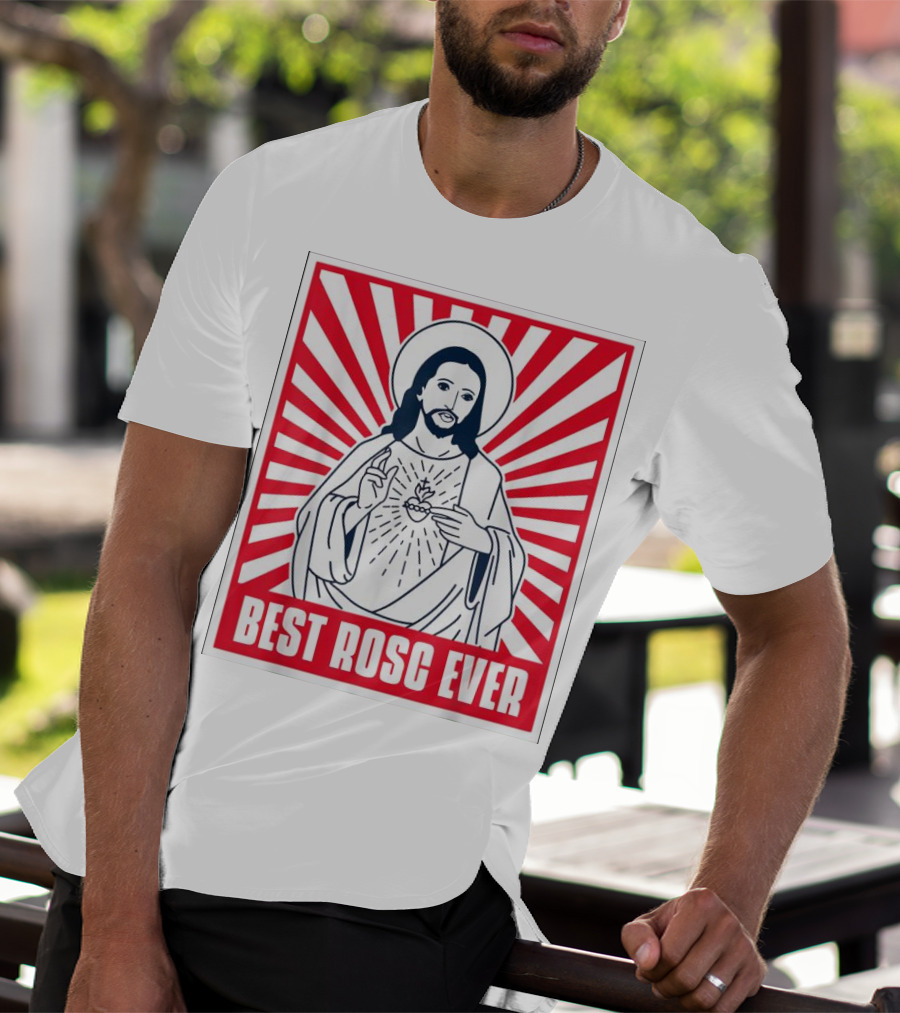 Jesus Best Rosc Ever Iconic Sacred Heart Red Sunburst T-Shirt