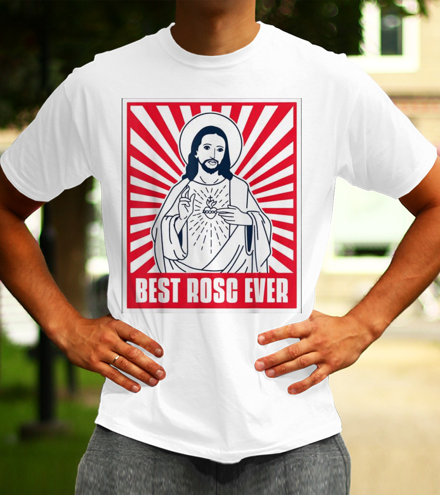 Jesus Best Rosc Ever Iconic Sacred Heart Red Sunburst T-Shirt