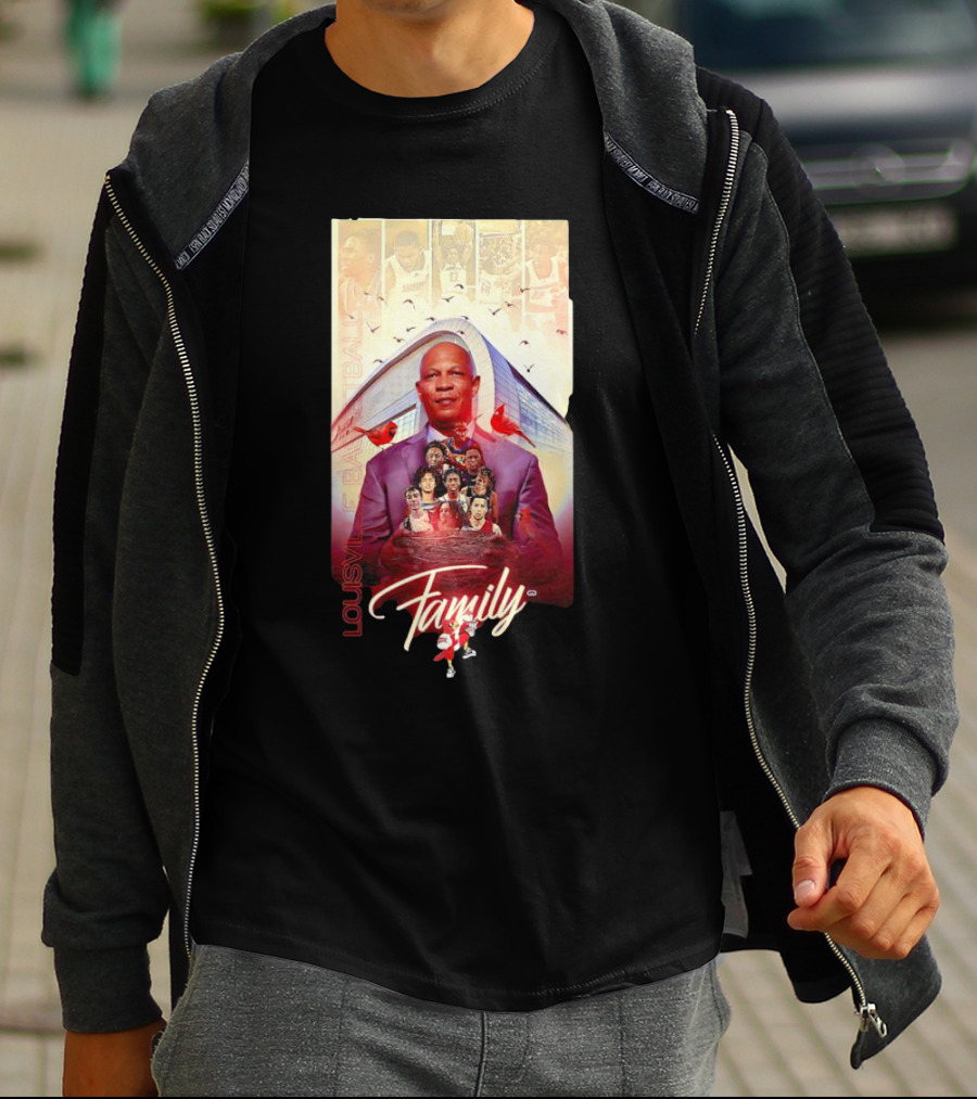 Louisville Basketball Family Collage With Cardinals And Players T-Shirt