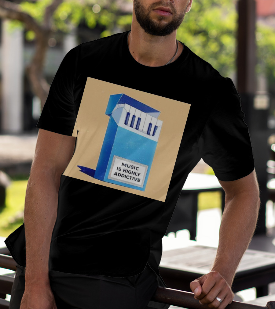 Music Is Highly Addictive Piano Cigarette Pack Visual T-Shirt