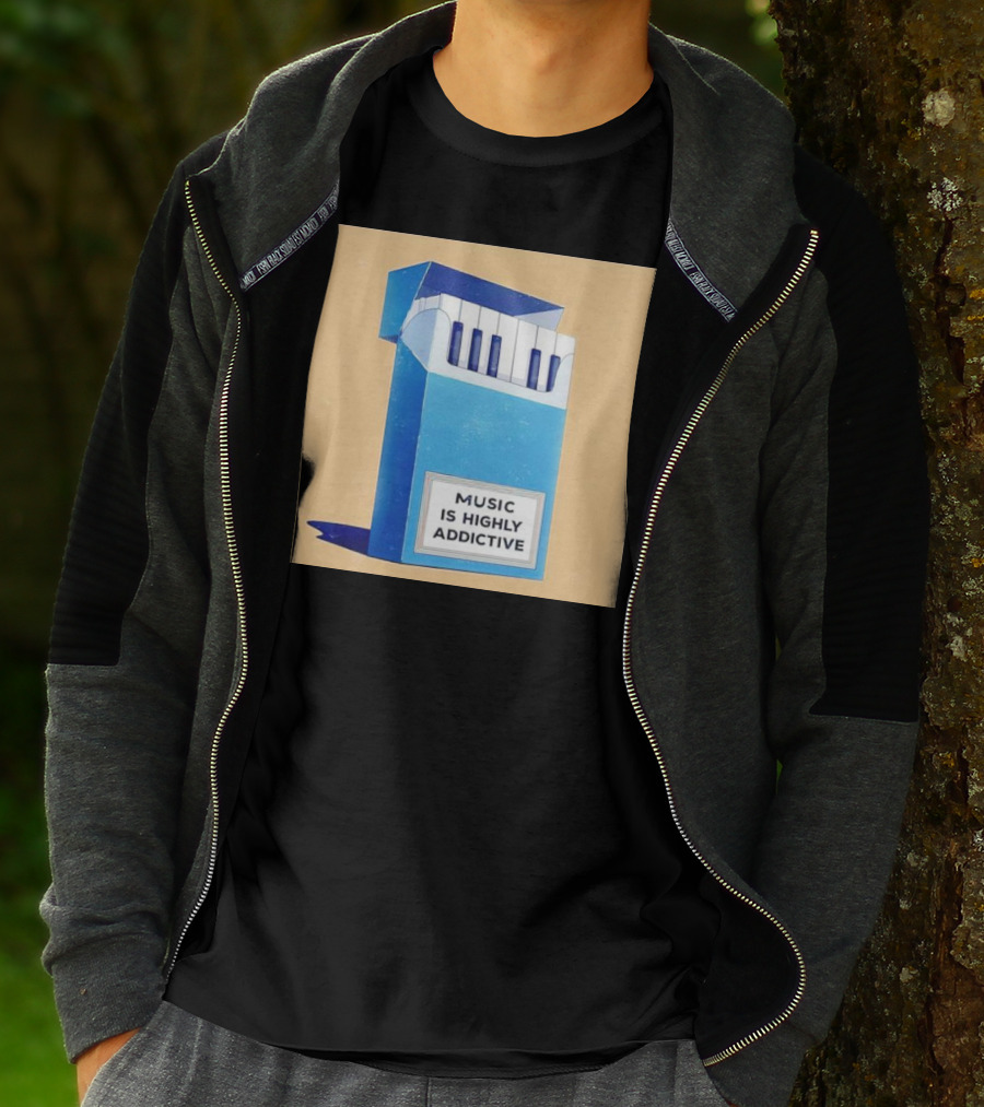 Music Is Highly Addictive Piano Cigarette Pack Visual T-Shirt