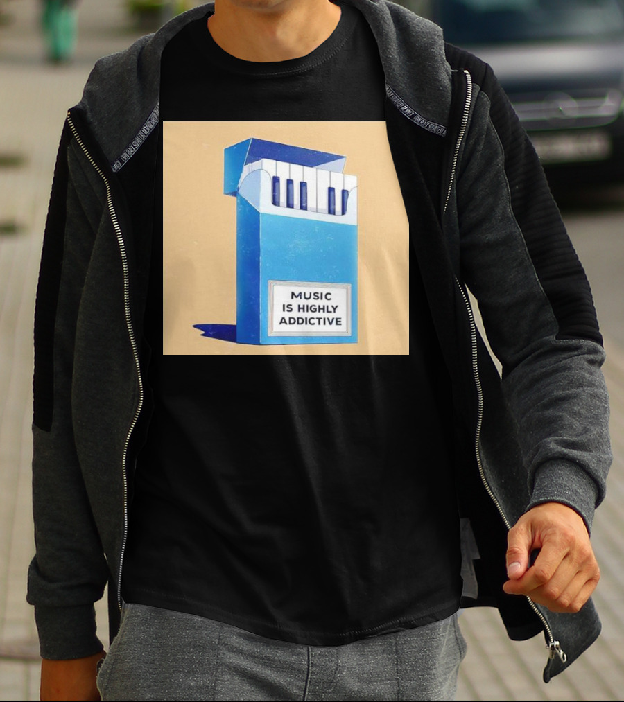 Music Is Highly Addictive Piano Cigarette Pack Visual T-Shirt