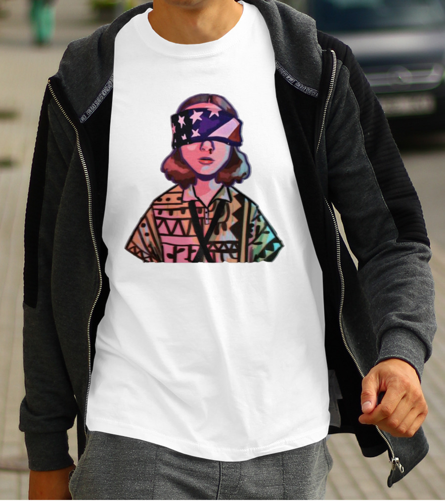 Stranger Things Season 3 Eleven Blindfolded American Flag T-Shirt