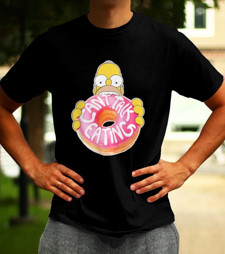 The Simpsons Homer Can't Talk Eating Donut T-Shirt