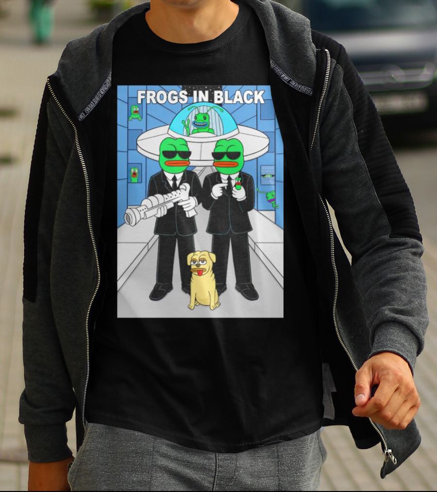 Frogs In Black T-Shirt