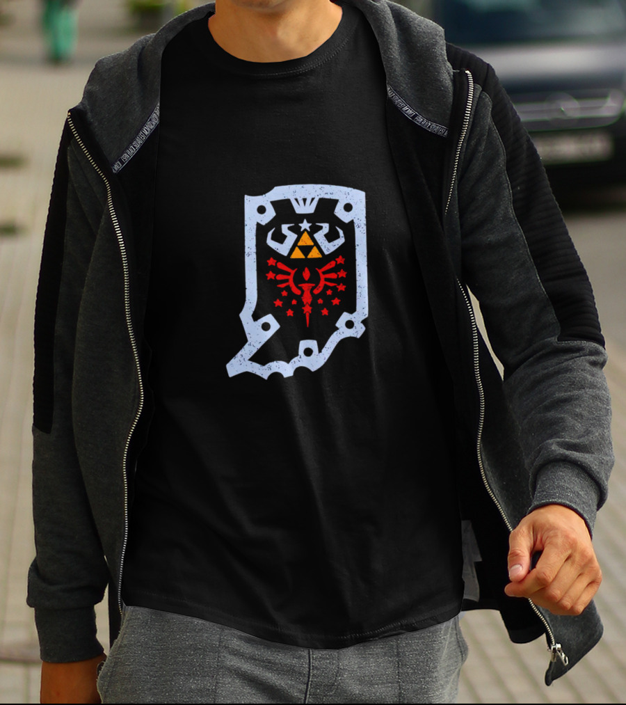 Hylian Hoosier Indiana Triforce Crest With Red Hyrule T-Shirt