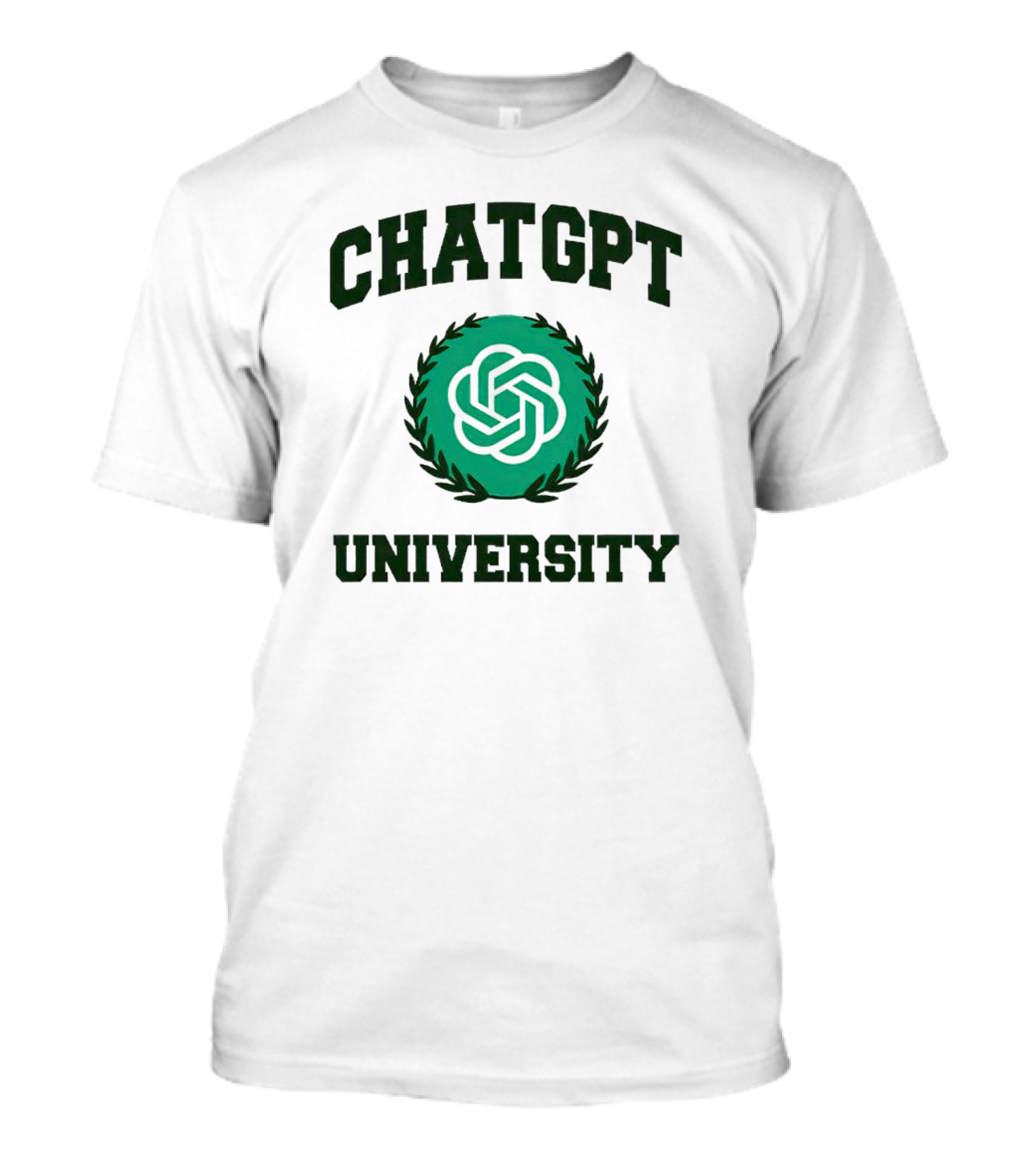 CHAT GPT University Crest Logo Green Circle T-Shirt