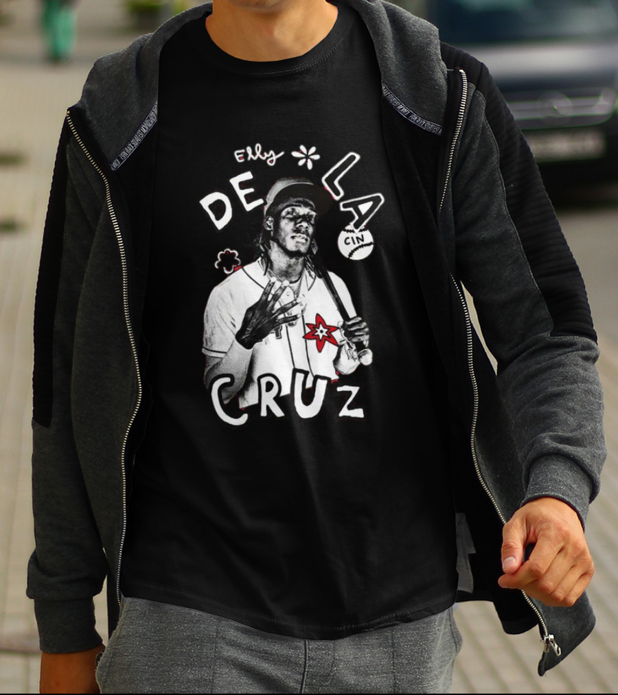 Elly De La Cruz Baseball Star Hand Sign Art By Cincyshirts Mlbpa T-Shirt